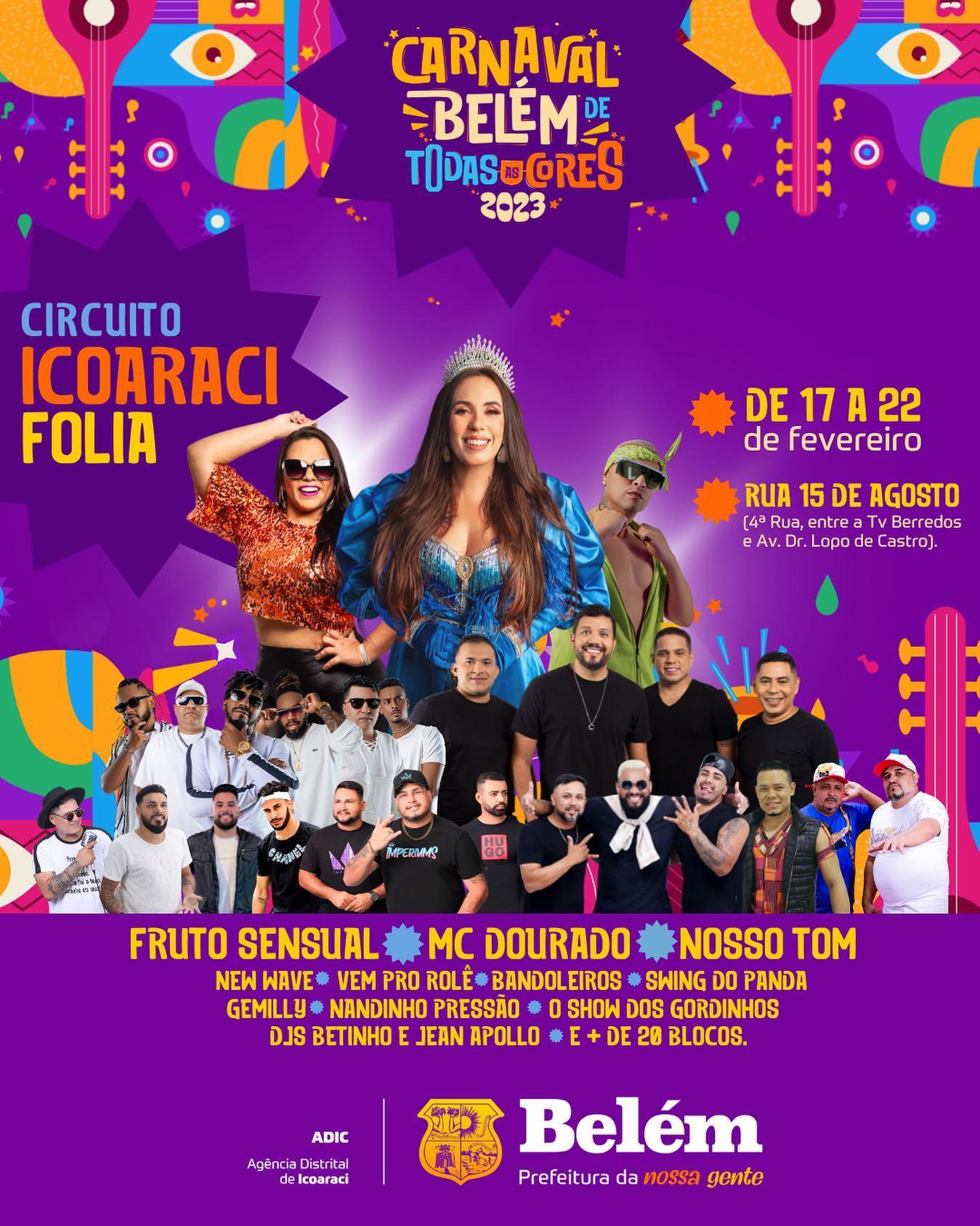Circuito Icoaraci Folia 2023 (Veja a programação completa dos 6 dias de folia em Icoaraci)
