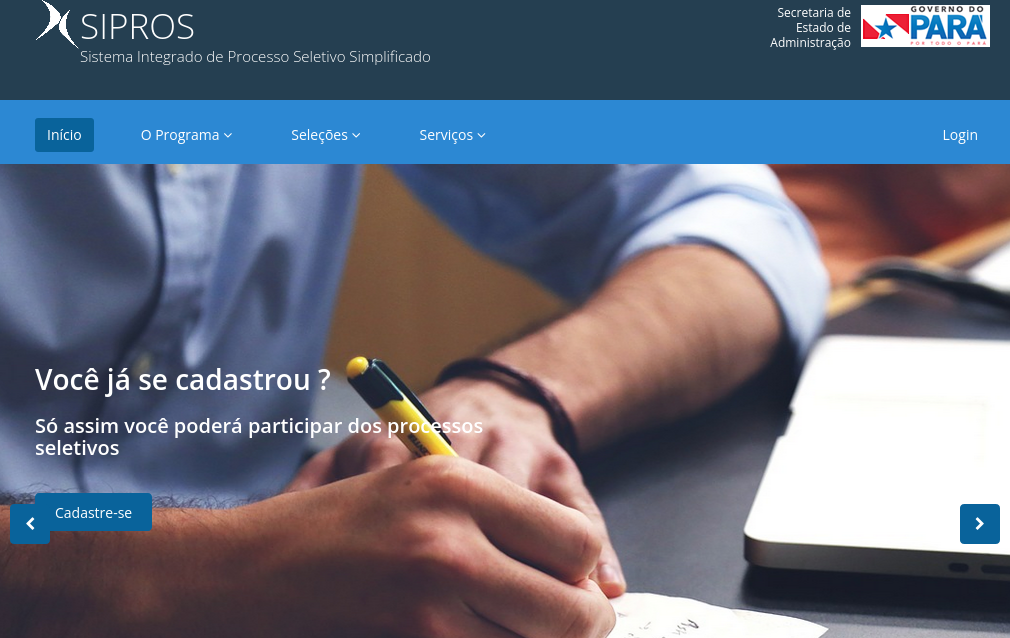 PSS - Sespa e ParáPaz (Inscrições gratuitas deverão ser efetuadas no site SIPROS