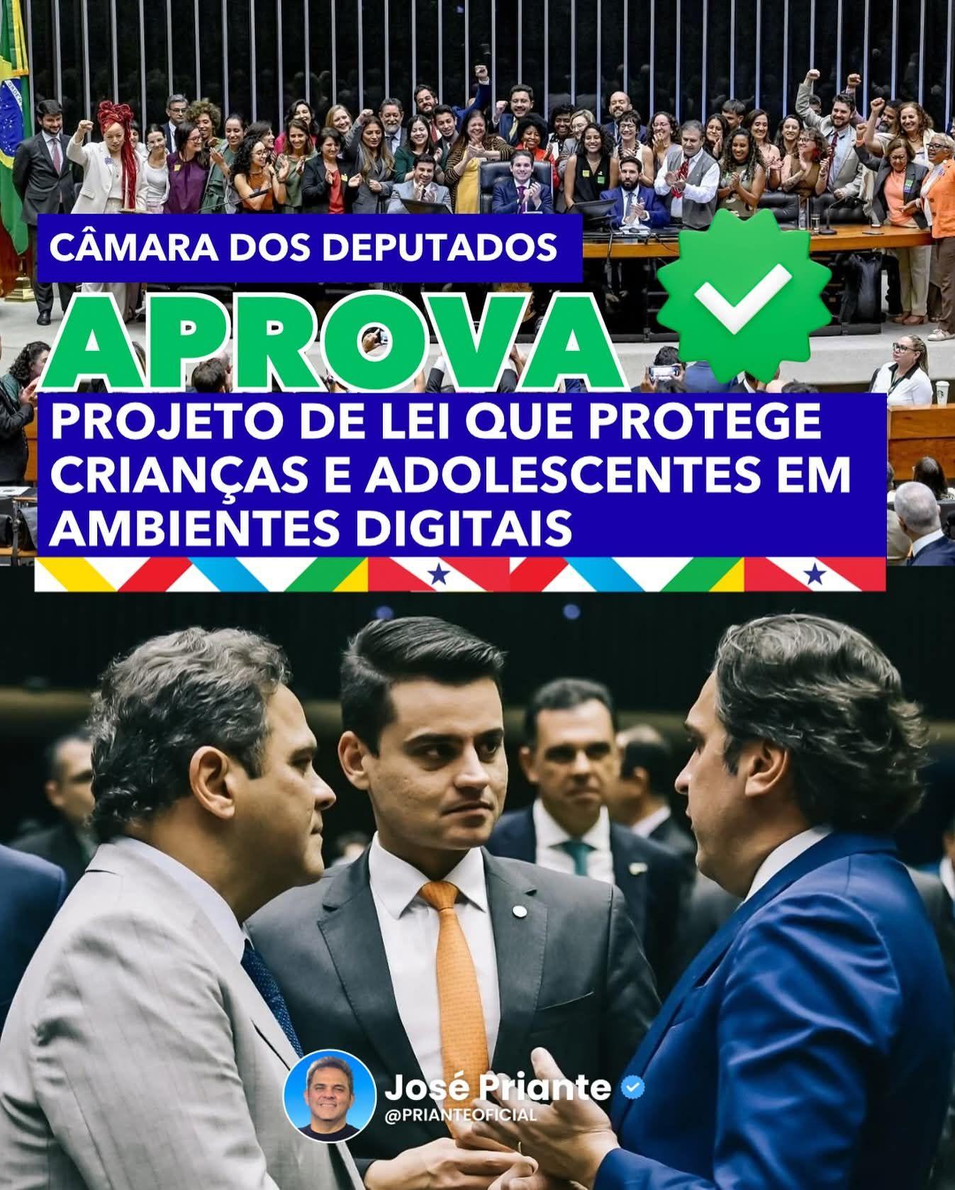 Câmara dos Deputados aprovou ontem o Projeto de Lei que protege nossas crianças e adolescentes em ambientes digitais. 